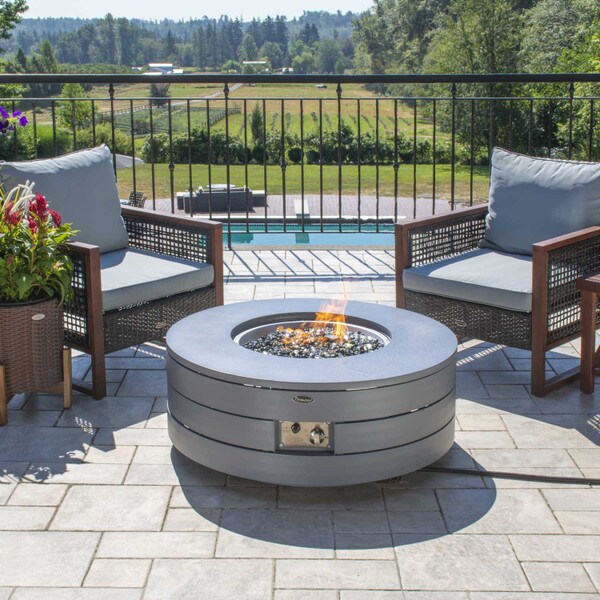 Round Concrete-Look Fire Table
